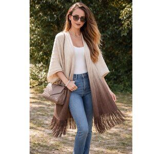 Soft knitted ombre long vest cardigan sweater new